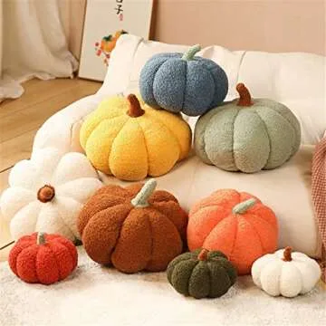 Pumpkin Pillows,Halloween Decorations Pillows,Brown 3D Pumpkin Throw Pillows,7.9 Inchhes Decor Pillow for Car Bedroom Sofa Couch Living Room