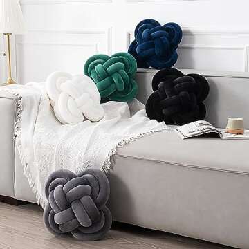 Xiashrk Knot Pillow, Decorative Throw Pillows with Soft Plush for Couch, 12" Knotted Pillows Black D...