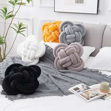 Xiashrk Knot Pillow, Decorative Throw Pillows with Soft Plush for Couch, 12" Knotted Pillows Black Dorm Room Decor Knot Pillow Ball Decorative Cushion for Bed Living Room