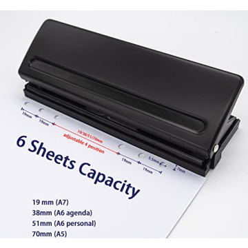 Adjustable 6-Hole Paper Puncher for Planner Pages