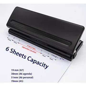 Adjustable 6-Hole Paper Puncher for Planner Pages