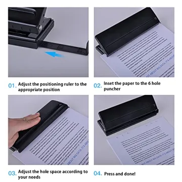 Adjustable 6-Hole Paper Puncher for Planner Pages