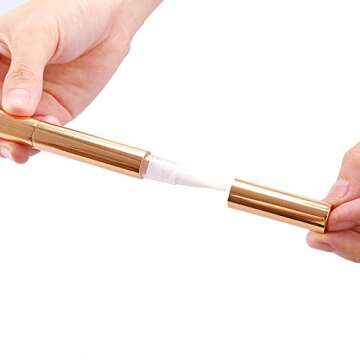 Rocutus 3pcs Refillable Plastic Empty Nail Oil Pen With Brush Gold Twist Bottle Portable Tooth Whitening Gel Cosmetic Container