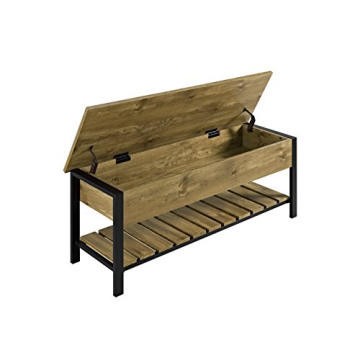 Home Accent Furnishings New 48 Inch Open Top Storage Bench with Shoe Shelf and Barnwood Finish