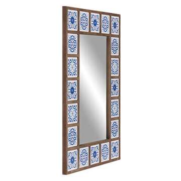 Patton Wall Decor 28x38 Indigo Moroccan Tile Framed Wall Mirror,Blue