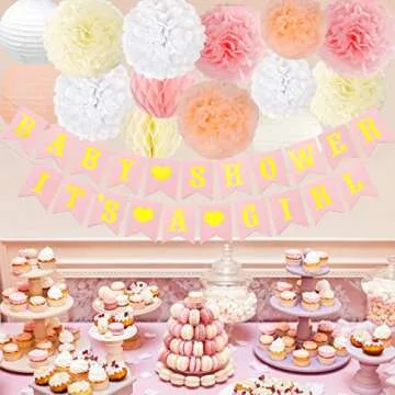 Girls Baby Shower Party Decorations It’s A Girl Baby Shower Decorations Kit with It’s A Girl Banner Tissue Paper Pompoms Lanterns Honeycomb Balls