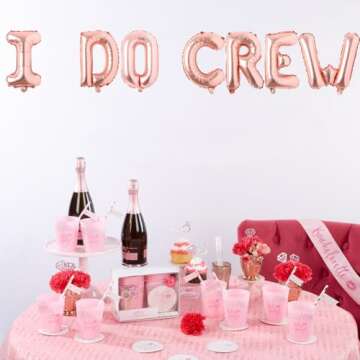 I Do Crew Balloons Rose Gold I Do Engagement Party Banner Bride To Be/Miss to Mrs/We are Engaged/Bri...