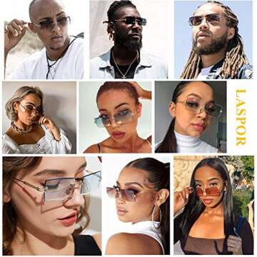 LASPOR Retro Rimless Sunglasses - Stylish UV Protection Eyewear