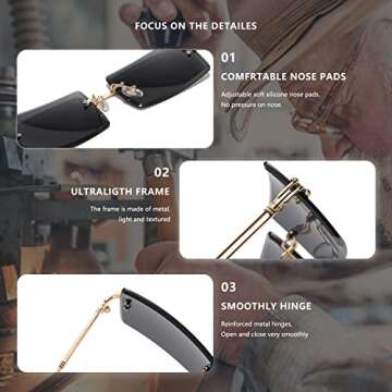 LASPOR Retro Rimless Sunglasses - Stylish UV Protection Eyewear