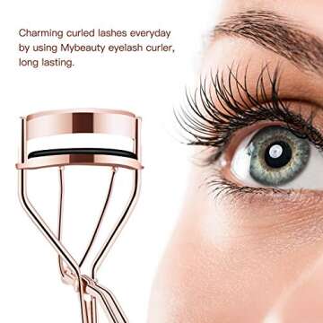 Professional Eyelash Curler with Silicone Pressure Refill Pads in Rose Gold - Effortless Beauty for ...