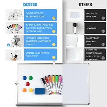 Cazeyoo Magnetic Desktop Whiteboard Double-Sided with Stand