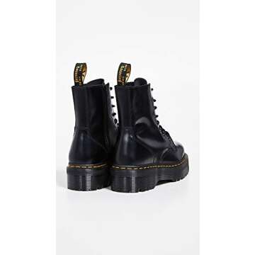 Dr. Martens, Jadon 8-Eye Leather Platform Boot for Men and Women, Black Polished Smooth, 8 US Men/9 US Women
