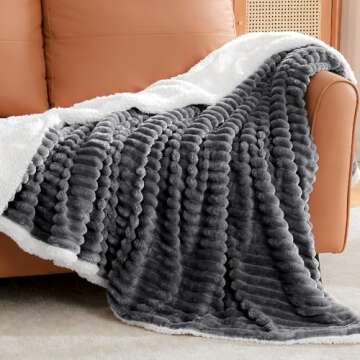 INFIIXSO Sherpa Throw Blanket for Couch - Super Soft & Warm Striped Fleece Blanket, Cozy Plush Fluff...