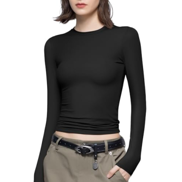 PUMIEY Long Sleeve Slim Fit Top for Women Stylish Tee