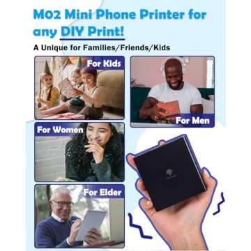Phomemo Print Pod- M02 Mini Pocket Printer Inkless Note Printer Portable Bluetooth Thermal Printer P...