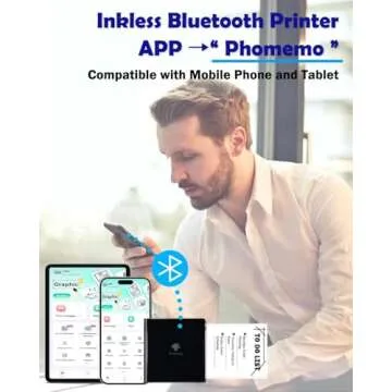 Phomemo Print Pod- M02 Mini Pocket Printer Inkless Note Printer Portable Bluetooth Thermal Printer Pocket Printer for Study Notes, Photo, Work List Printing, Receipts, Black