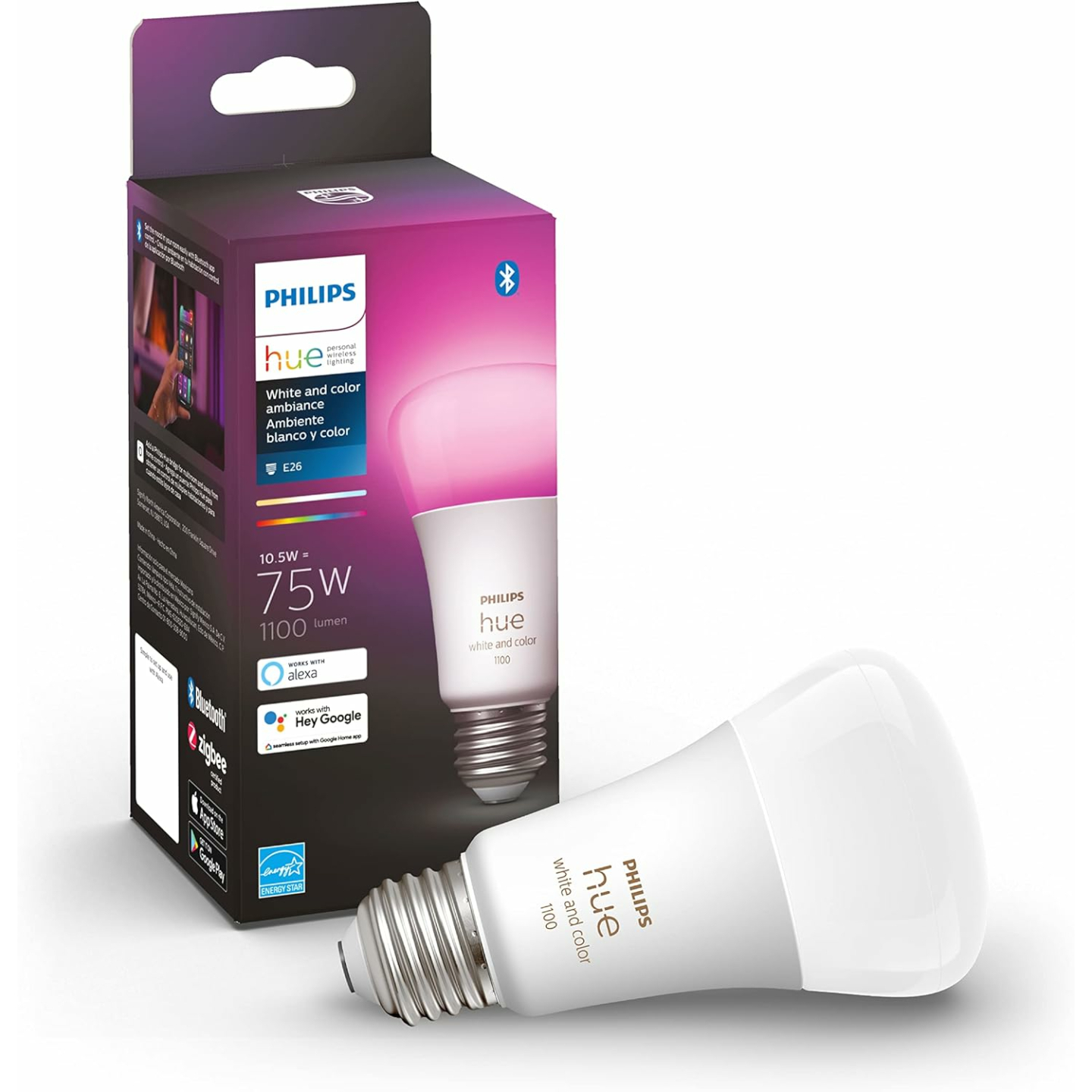 Philips Hue 75W A19 Smart LED Bulb with Color Ambiance