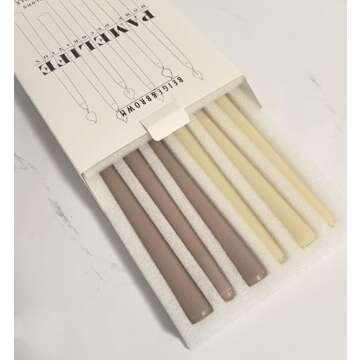 6 Pack Gradient Color Taper Candles - 10 Inch Dripless, Unscented Decoration Candle - Paraffin Wax with Cotton Wicks-Hour Burn Time (Taper Brown)