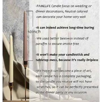 6 Pack Gradient Color Taper Candles - 10 Inch Dripless, Unscented Decoration Candle - Paraffin Wax with Cotton Wicks-Hour Burn Time (Taper Brown)