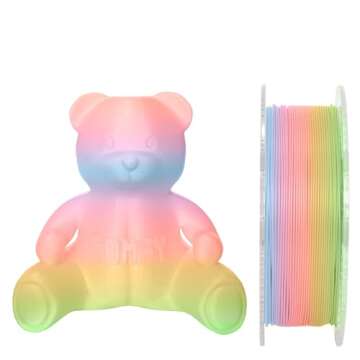 Certified Food Grade Matte Pastel PLA+ 3D Printer Filament - CARBON by Comfy Materials - Lab Tested FDA Compliant Food Safe, 1.75mm, 1kg, Accuracy: +/- 0.02 (Rainbow)