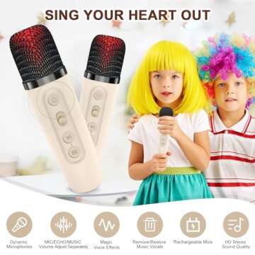 DYTIMEEM Kids Karaoke Machine with 2 Microphone, Portable Bluetooth Speaker PA System Child Singing ...