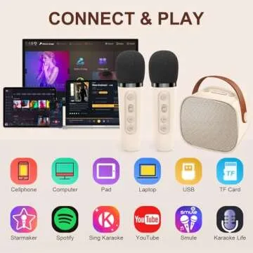 DYTIMEEM Kids Karaoke Machine with 2 Microphone, Portable Bluetooth Speaker PA System Child Singing Machine with Magic Sound and Vocal Cut, Supports TF, USB, Long Playing Time for Home Party Meeting