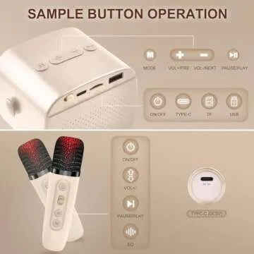 DYTIMEEM Kids Karaoke Machine with 2 Microphone, Portable Bluetooth Speaker PA System Child Singing Machine with Magic Sound and Vocal Cut, Supports TF, USB, Long Playing Time for Home Party Meeting