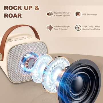 DYTIMEEM Kids Karaoke Machine with 2 Microphone, Portable Bluetooth Speaker PA System Child Singing Machine with Magic Sound and Vocal Cut, Supports TF, USB, Long Playing Time for Home Party Meeting