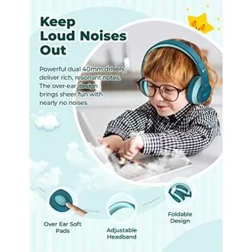 iClever BTH12 Kids Bluetooth Headphones,Colorful LED Lights Wireless Kids Headphones,74/85dBA Safe Volume,85H Playtime,Bluetooth 5.2,Over Ear Headphones Built-in Mic for iPad/Tablet/Airplane,Green