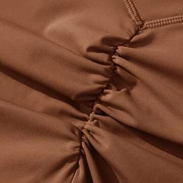 MOOSLOVER Women V Cross Waist Workout Shorts Butt Lifting High Waisted Biker Shorts(S,#1 Brown)