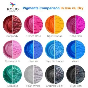 Rolio Mica Powder Pearlescent Color Pigment - Art Set for Resin Epoxy - for Soap Making, Nail Polish, Lip Gloss, Eye Shadow, Slime & Candle Jars - 5g, 24 Bags - Original Set
