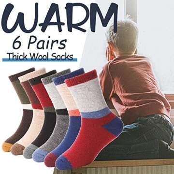 EBMORE Kids Merino Wool Socks for Toddlers Boys Girls Warm Thermal Winter Thick Hiking Heavy Cozy Cr...
