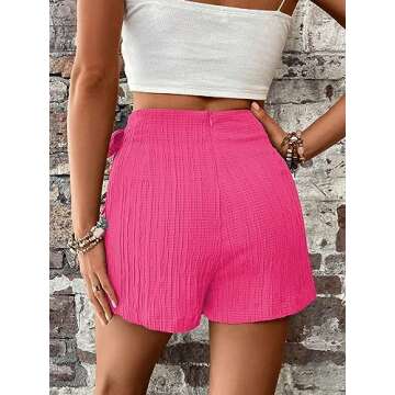 WDIRARA Women's Summer Mini Wrap Shorts Knot High Waist Belted Skorts Zipper Casual Loose Skirt Hot ...