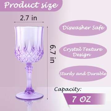 LEYIQU Purple Plastic Wine Glasses - Goblets for Parties & Events, Perfect for Weddings & Grand Events (24 Pack)