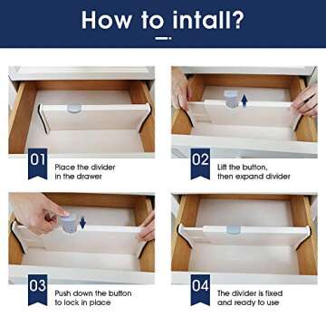 ZNCMRR Drawer Organizer - 6 Pack Adjustable Dividers for Storage