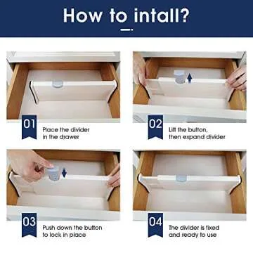 ZNCMRR Drawer Organizer - 6 Pack Adjustable Dividers for Storage