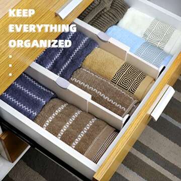 ZNCMRR Drawer Organizer - 6 Pack Adjustable Dividers for Storage