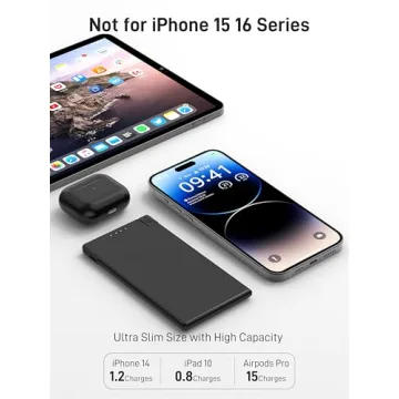 Auskang Slim Portable Charger with Built-in Cable for iPhone