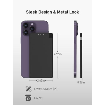 Auskang Slim Portable Charger with Built-in Cable for iPhone