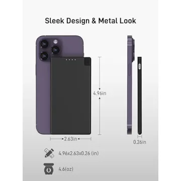 Auskang Slim Portable Charger with Built-in Cable for iPhone