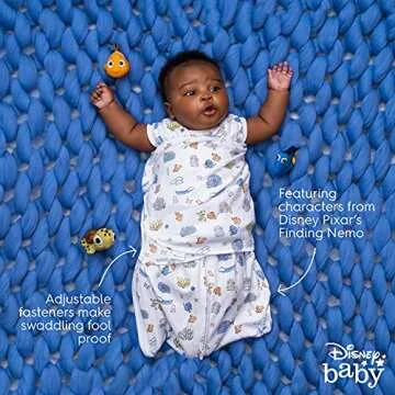 HALO Disney Baby Finding Nemo 100% Cotton Sleepsack Swaddle, 3-Way Adjustable Wearable Blanket, Great Barrier Reef, Small, 3-6 Months
