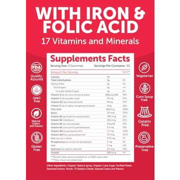 Lunakai USA Made Prenatal Vitamins with Iron & Folic Acid - Delicious Pregnancy Multivitamin Gummies for Women, 60 Count