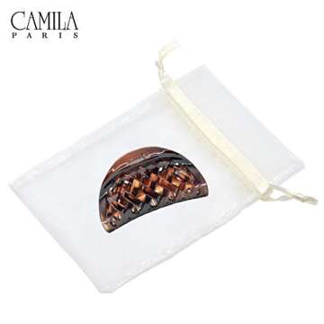 Camila Paris CP1807 French Hair Clip for Women Thick Hair for Long Curly Wavy Hair, Girls Hair Claw Clips Jaw, Durable Styling Big Claw Clip for Thick Hair, Strong Hold No Slip Grip, Made in France