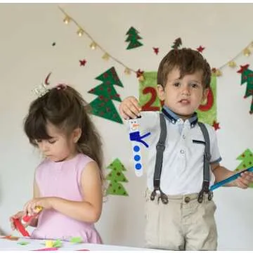 4E's Novelty Christmas Snowman Stick Ornament Craft Kit (12 Pack) Bulk Christmas Crafts for Kids Toddlers 3-4 4-8 DIY Winter Arts and Craft Kit Activity Project