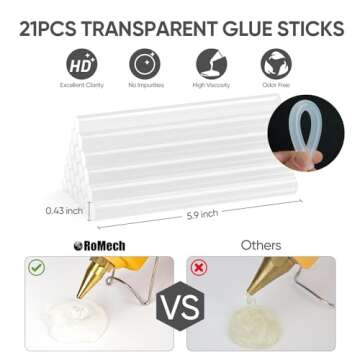 ROMECH Full Size Hot Glue Gun with 60/100W Dual Power and 21 Hot Glue Sticks (7/16"), Fast Preheating Heavy Duty Industrial Gluegun with Storage Case for Crafting, DIY and Repairs (Yellow)