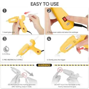 ROMECH Full Size Hot Glue Gun with 60/100W Dual Power and 21 Hot Glue Sticks (7/16"), Fast Preheating Heavy Duty Industrial Gluegun with Storage Case for Crafting, DIY and Repairs (Yellow)