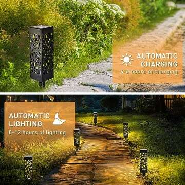 SUNCKET Solar Pathway Lights, 12 Pack LED Solar Outdoor Lights, New Upgraded Up to 12Hrs Garden Decor, Solar Powered Landscape Lighting for Yard Patio Walkway Driveway Christmas