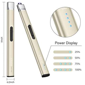 REIDEA Lighters 2 Pack R1 Flat Electronic Candle Lighter, Windproof Flameless USB Rechargeable Arc L...