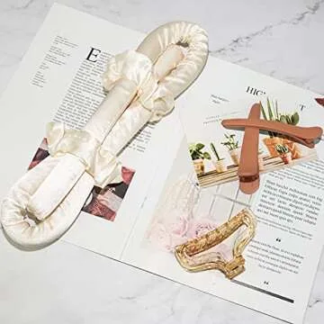 cobinaan Heatless Curling Rod Headband No Heat Hair Curlers for Long Hair Silk Curls Headband You Can Sleep Overnight,Soft Rubber Hair Rollers,Curling Ribbon and Flexi Rods for Natural Hair(Champagne)