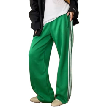 KMBANGI Women Striped Track Pants - Comfy Joggers with Pockets in Casual Green